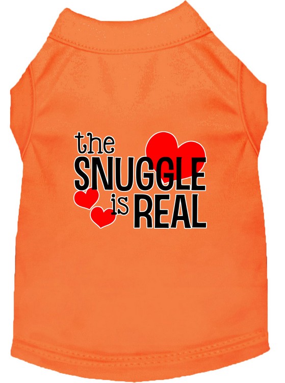 The Snuggle is Real Screen Print Dog Shirt Orange XL